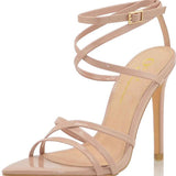 Open-Toe Strappy Heels with Crisscross Ankle Straps