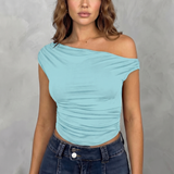 Fitted Ruched One-Shoulder Top