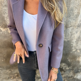 Women's Blazer – Single-Button Notched Lapel Jacket for Office and Smart Casual Wear