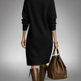 Oversized Knit Polo Midi Dress with High Neck