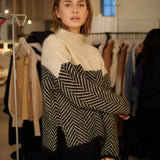 Turtleneck Sweater with Chevron Pattern