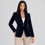 Tailored Velvet Blazer with Button Front
