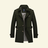 Single-Breasted Trench Coat with Lapel Collar and Button Cuff