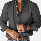 Long Sleeve Button-Up Shirt with Spread Collar