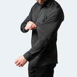 Men's Point Collar Button-Front Shirt with Stretch