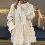 Longline Ribbed Cardigan with Patch Pockets