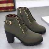 Women's Ankle Boots with Block Heel and Lace-Up Front for Everyday Wear