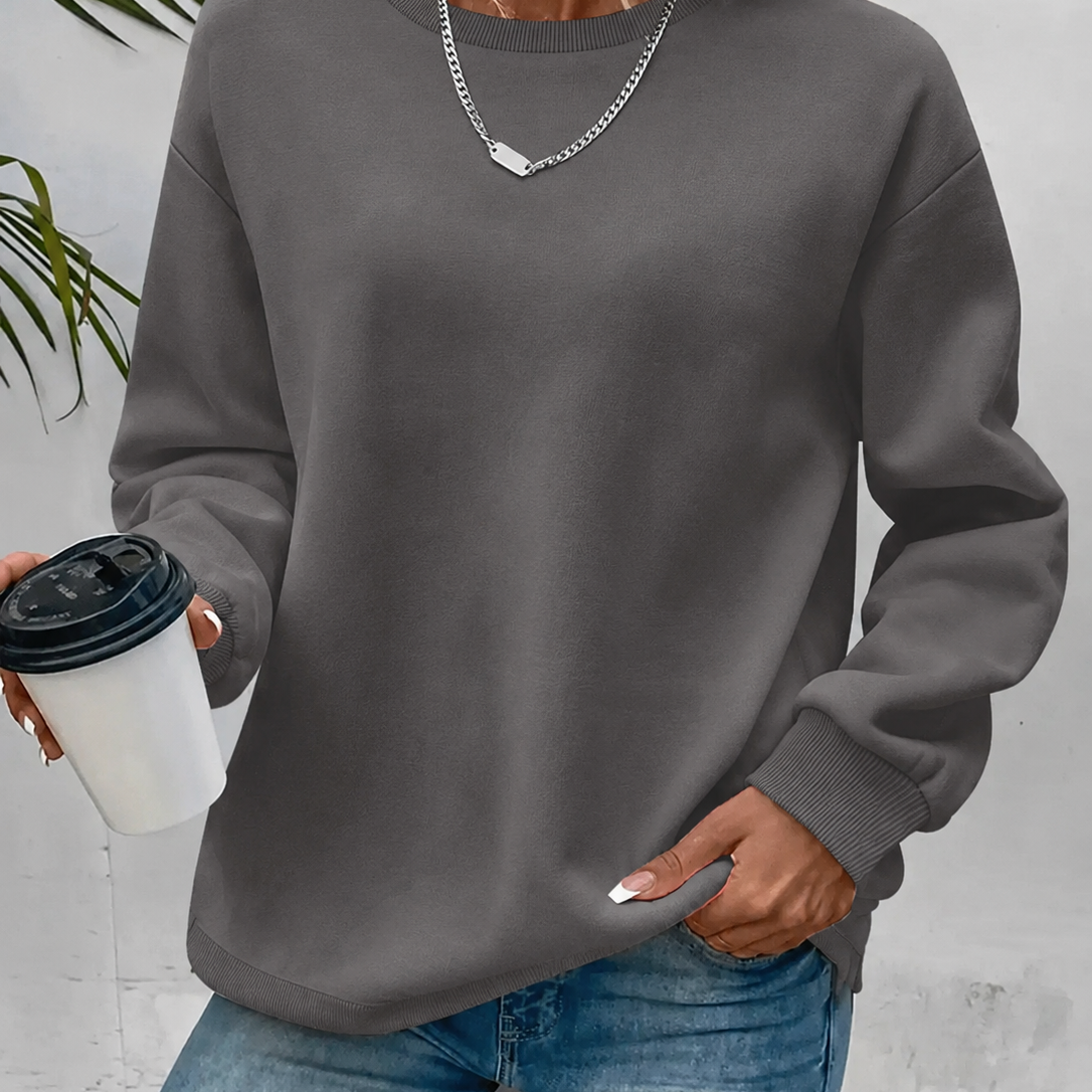Women's Round Neck Sweater with Long Sleeves for Everyday Wear