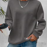 Women's Round Neck Sweater with Long Sleeves for Everyday Wear