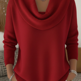 Ribbed Cowl Neck Long-Sleeve Sweater