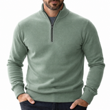 Men's Quarter Zip Sweater with Stand Collar and Textured Pattern