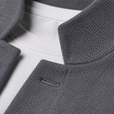 Single-Breasted Knit Cardigan with Stand Collar and Patch Pockets
