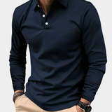 Long Sleeve Polo Shirt with Half Button