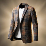 Plaid Blazer with Button Front and Patch Pockets