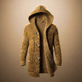 Hooded Long Cardigan with Toggle Front and Side Pockets