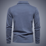 Long Sleeve Polo Shirt with Button Placket and Classic Collar