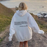 Women's Graphic Hoodie with Inspirational Quote Back Print and Long Sleeves