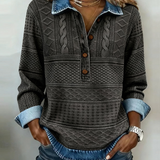Polo Collar Half-Button Sweatshirt