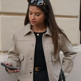 Cropped Trucker Jacket with Flap Pockets