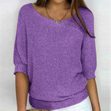 Knit Sweater with Batwing Sleeve and Ribbed Trim