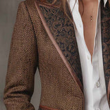 Tweed Blazer with Contrast Trim and Button Front