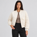 Cropped Quilted Bomber Jacket with Snap Button