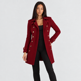 Tailored Double-Breasted Coat with Lapel Collar