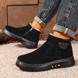 Fleece Lined Ankle Boots with Side Zip and Lug Sole