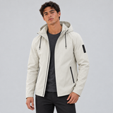 Hooded Windbreaker Jacket with Zip Pockets and Drawstring