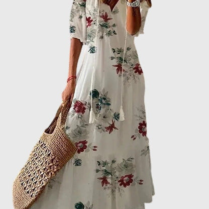 Camille | Boho Printed V-Neck Maxi Dress Women Summer Flowy