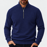 Men's Quarter Zip Sweater with Stand Collar and Textured Pattern