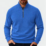 Men's Quarter Zip Sweater with Stand Collar and Textured Pattern