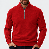 Men's Quarter Zip Sweater with Stand Collar and Textured Pattern