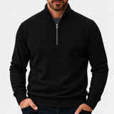 Men's Quarter Zip Sweater with Stand Collar and Textured Pattern
