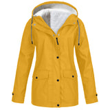 Women's Winter Jacket with Fleece Look Lining and Drawstring Hood with Front Zipper and Snap Buttons