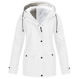 Women's Winter Jacket with Fleece Look Lining and Drawstring Hood with Front Zipper and Snap Buttons