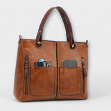 Tote Bag with Front Zip Pockets and Crossbody Strap