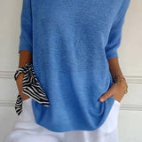 Oversized Knit Top with V-Neck and Half Sleeves