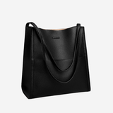 Leather Tote Bag with Shoulder Straps and Front Pocket
