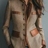Tailored Blazer with Leather Trim