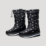 Quilted Mid-Calf Boots with Side Zip and Drawstring