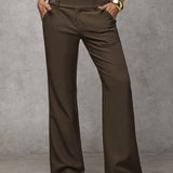Wide-Leg Trousers with Button Waist