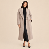 Women's Long Coat with Notched Lapels Single Button Front and Relaxed Fit for Office Wear