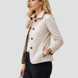Quilted Jacket with Button Front and Point Collar