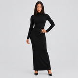 Fitted Long Sleeve Maxi Dress with Mock Neck