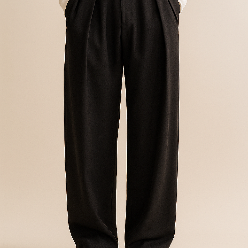 Pleated Wide-Leg Wool Trousers