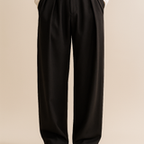 Pleated Wide-Leg Wool Trousers
