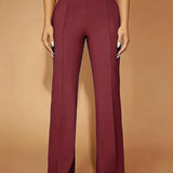Fitted Flare Pants with High Waist and Front Seam