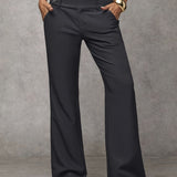 Wide-Leg Trousers with Button Waist