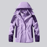 Women's Winter Jacket with Hood and Colour Block Design